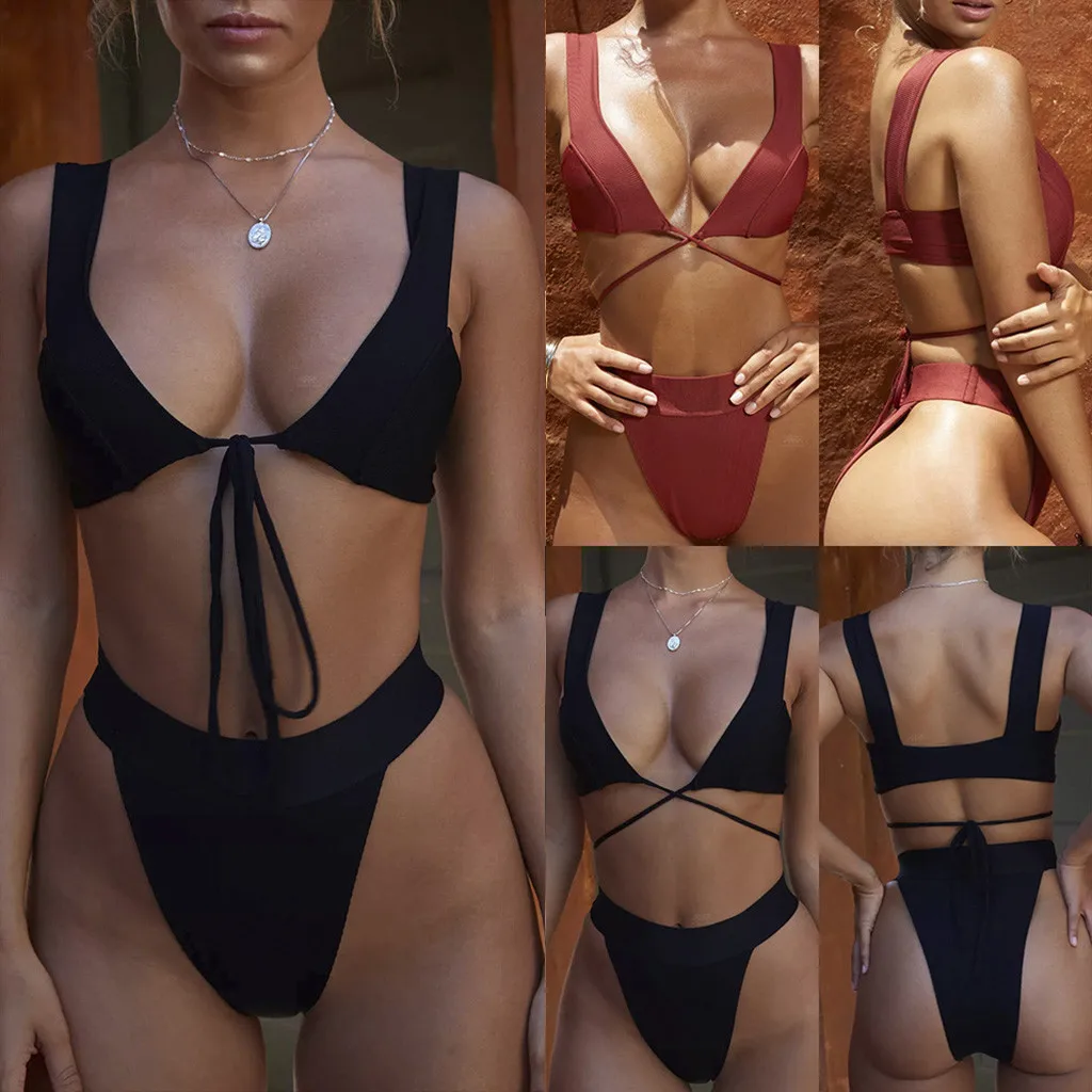 Женский купальный костюм сексуальный купальник бикини комплект из двух частей