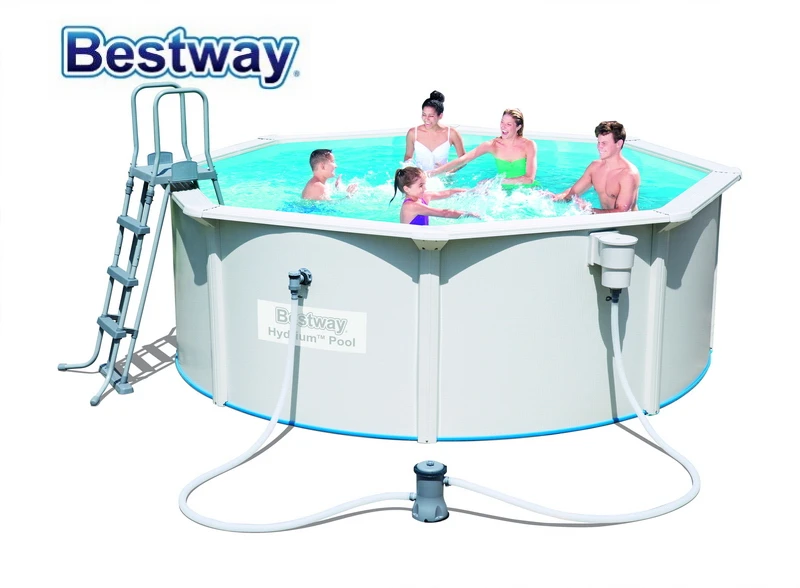 

56571 Bestway Round 12'x48"/3.60mx1.20m HYDRIUM POOL Set Above Ground Iron Plate Pool Set:Pool,Filter Pump,Safe Ladder,Mattress