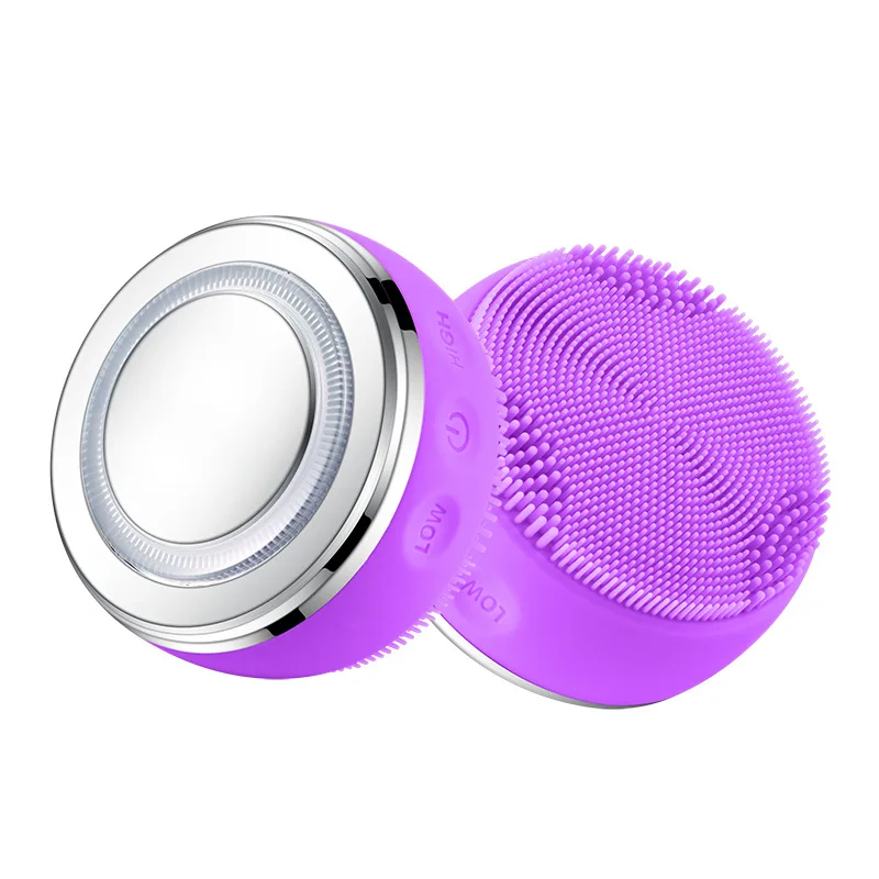1piece Purple Новая Очищающая маска для лица импортер Цветной световой Вибрационный анализатор красоты постоянная температура очищающий лосьон щетка с 3 цветами - Цвет: 1piece Purple