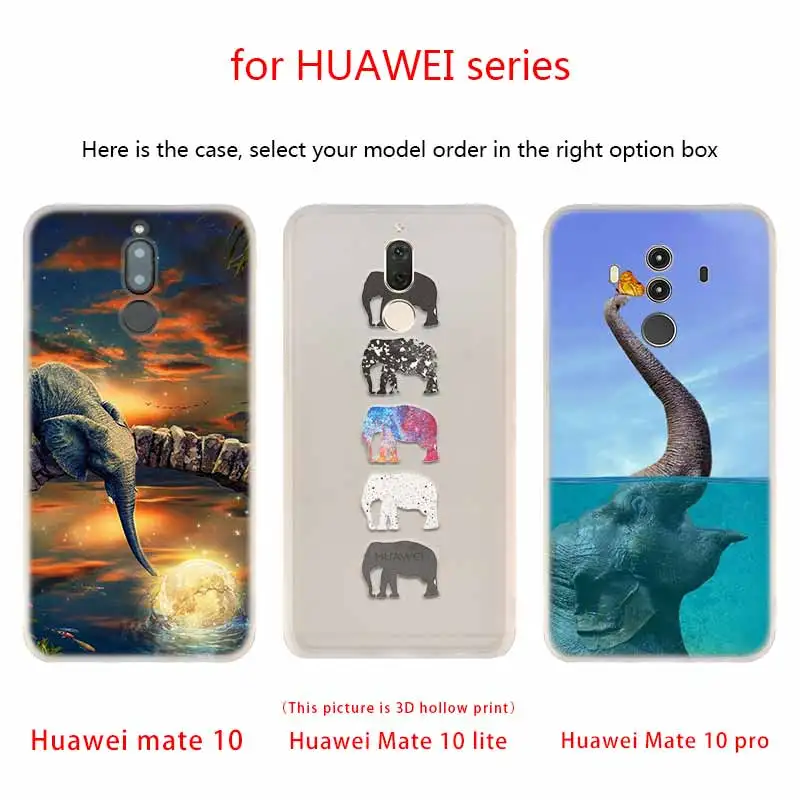 Мягкий силиконовый чехол с принтом слона для Huawei Mate 10 Lite 20 Pro 20X S Y5 2017 Y9 2018 2019 NOVA 3 3i 4