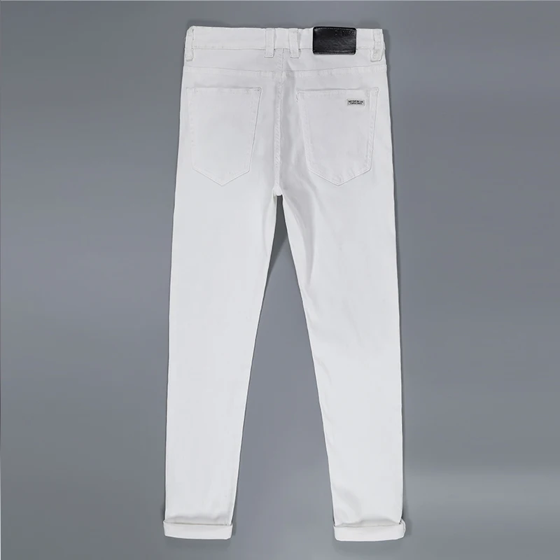 

VROKINO Men's Slim White Jeans New In 2020Fashion Stretch Men's Slim Feet Jeans Brand Clothing