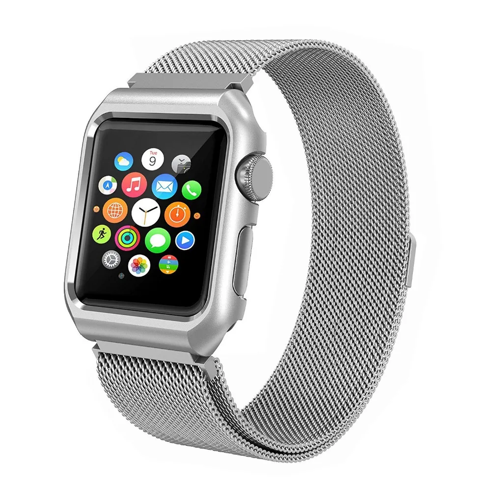 Миланская петля с металлическим бампером для Apple Watch Band Series 3 2 1 ремешок Iwatch из