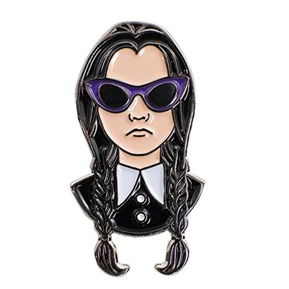 Среда Addams эмалированная заколка на Хеллоуин|Броши| |