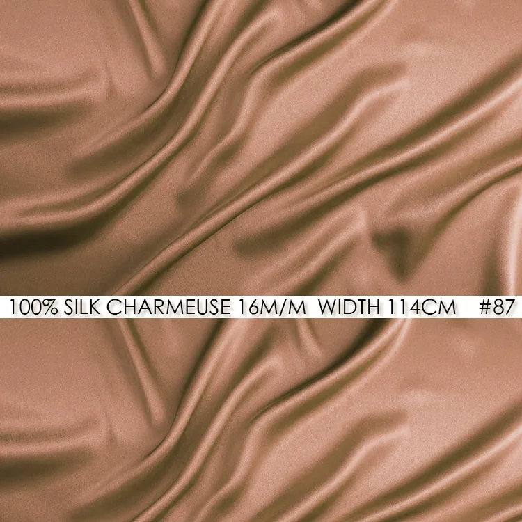 

CISULI SILK CHARMEUSE SATIN Fabric 16momme 114cm width Silk Fabric Wedding Dress Sewing Accessories No.87 Deep Reddish Camel