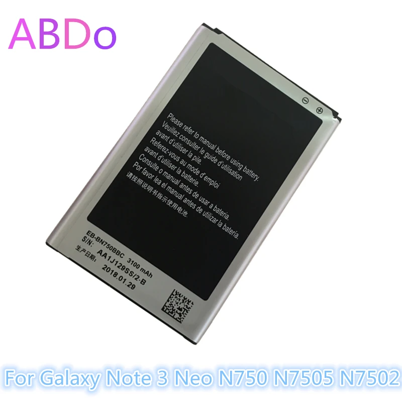 EB-BN750BBC BBE батарея для телефона Samsung Galaxy Note 3 Neo N750 N7505 N7502 3100mAh сменные батареи AAA