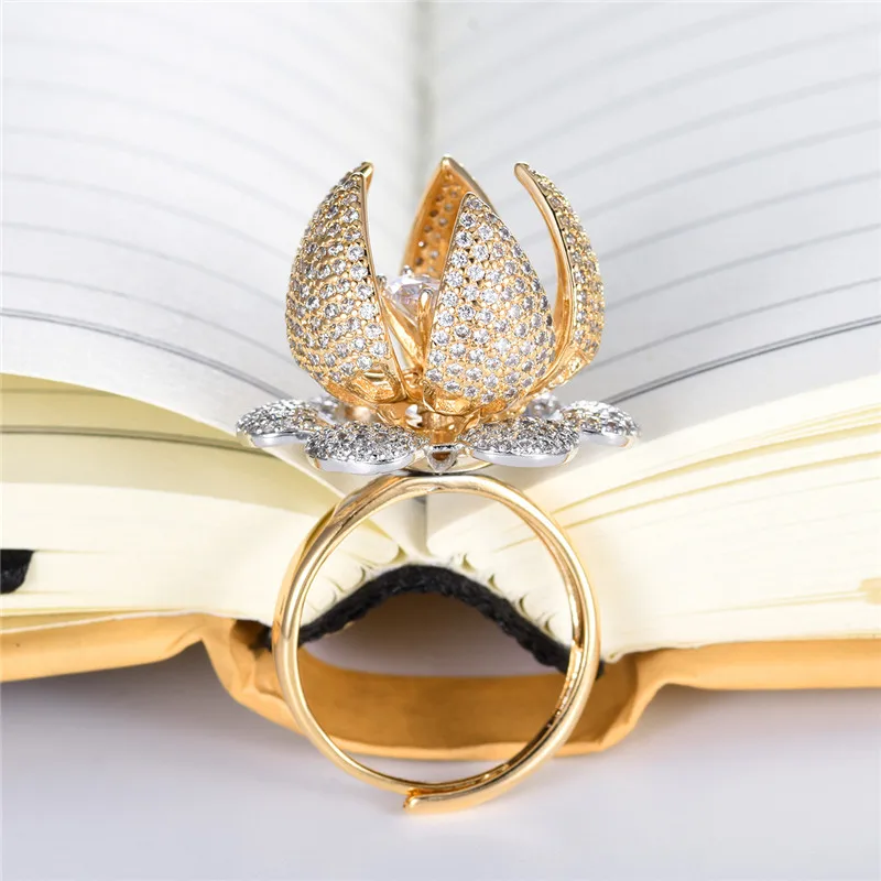 Женское кольцо с цветком MOLIAM регулируемое кубическим цирконием MLR672 2019 - купить по