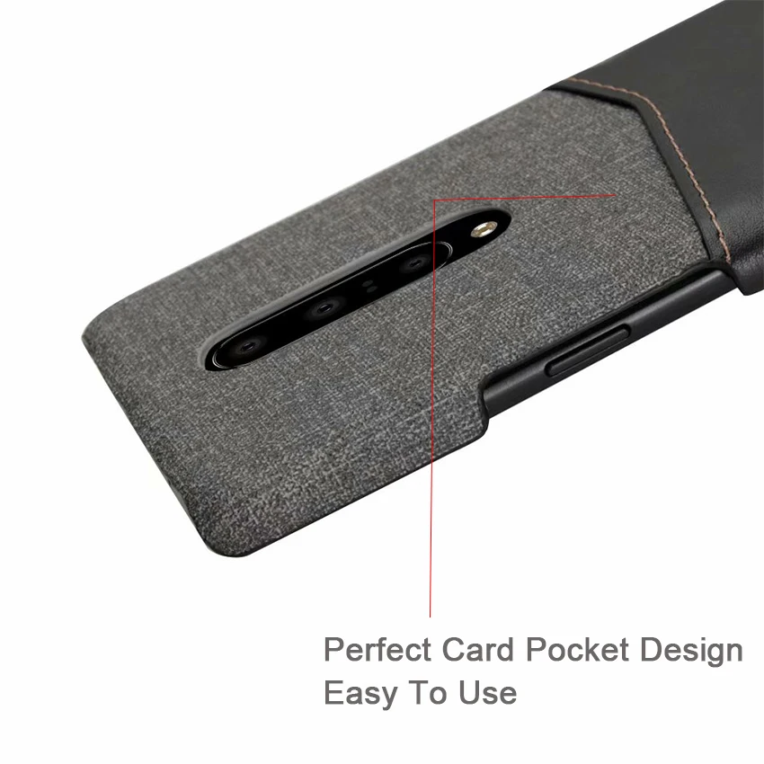 Luxury Cloth Skin PU Leather Phone Case Soft Fabric Thin Light Card Slots Holder Wallet Back Cover for Oneplus 7 Pro 6.41&quot 6.67&quot |