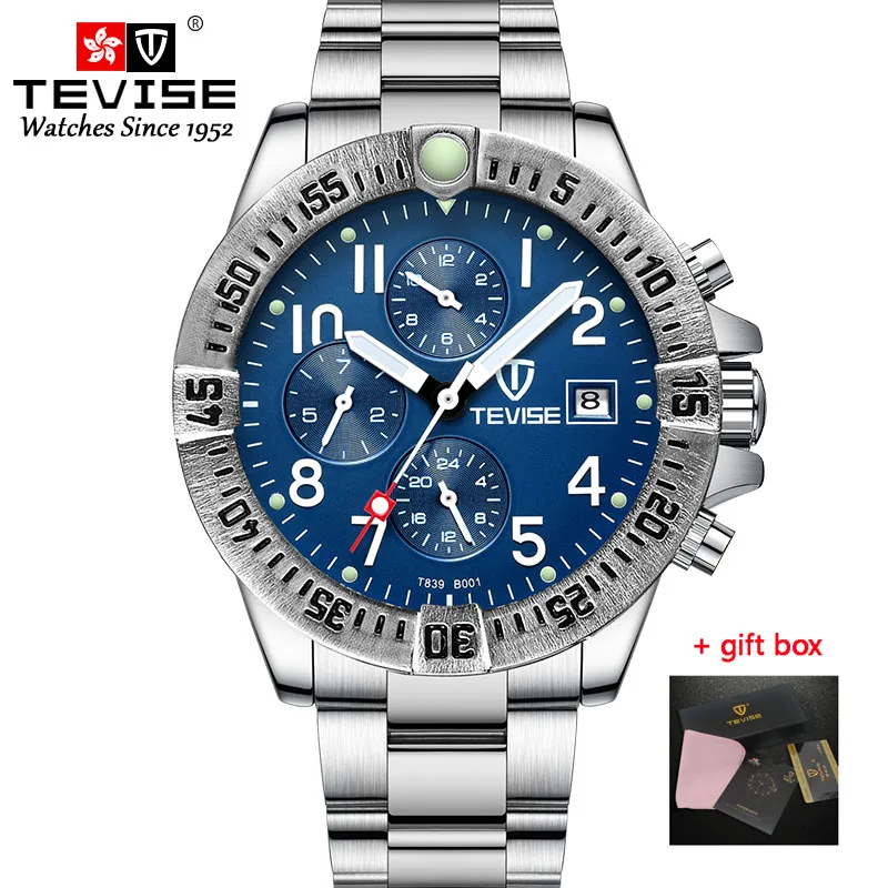 blue Tevise мужские часы с функциональным циферблатом автоматические механические часы роскошные золотые наручные часы для мужчин золотые часы Relogio Masculino - Цвет: blue