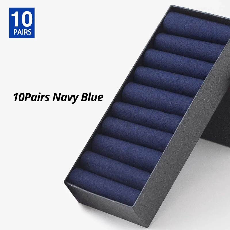 Navy Blue HSS брендовые 10 пар мужских летних носков, высокое качество, деловые повседневные тонкие носки, дышащие Бамбуковые мужские крутые носки, ультратонкие Meias - Цвет: Navy Blue
