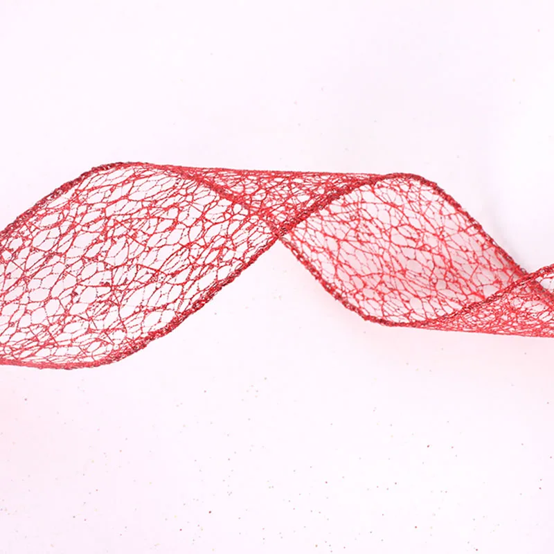 Золотая лента с проволочной сеткой 100 ярдов ленты для рукоделия красный