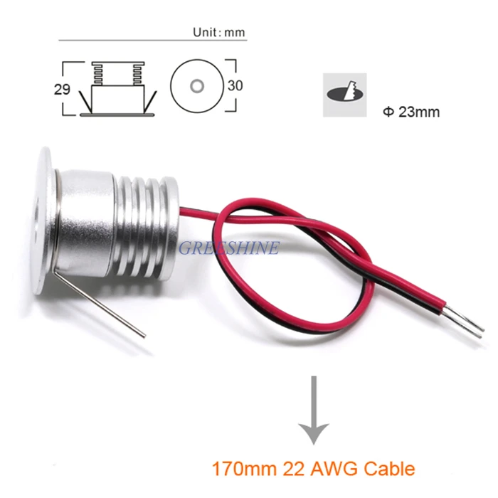 D30XH29MM AC85 265V DC9 28V DC3V 3W светодиодный светильник мини встраиваемый шкаф точечный