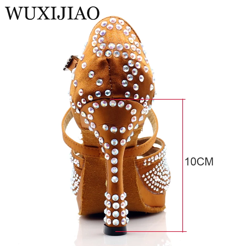 Женские атласные туфли для латиноамериканских танцев WUXIJIAO непромокаемые на
