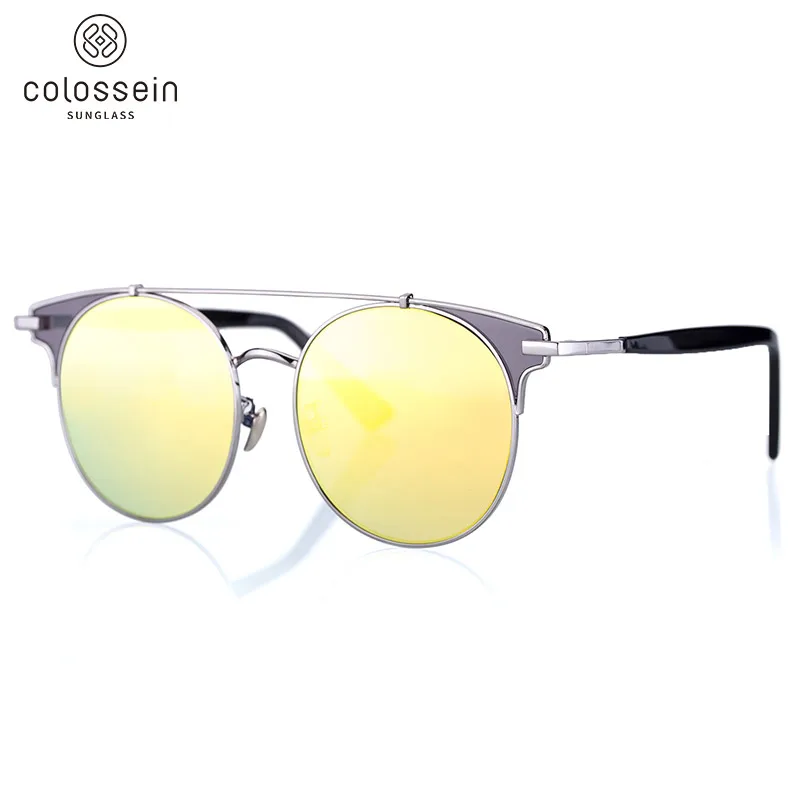 COLOSSEIN Pinglas новые солнцезащитные очки для Женщин очки кошачий глаз зеркальные UV400 защита очки Модные уличные солнцезащитные очки - Цвет линз: Yellow
