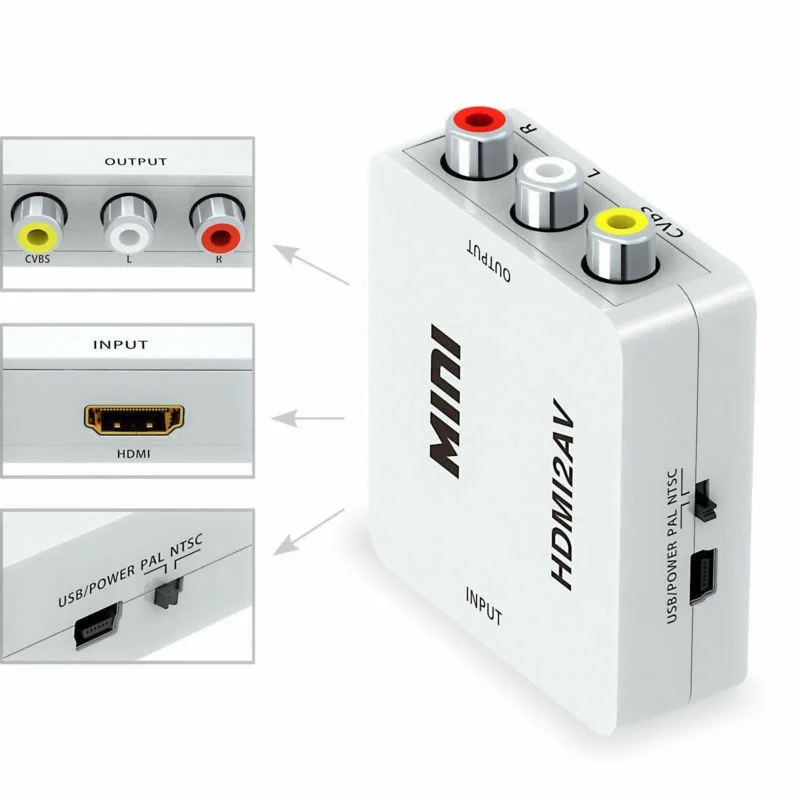 Etmakit HDMI в AV адаптер конвертер кабель CVBS 3RCA 1080P композитный видео аудио Поддержка