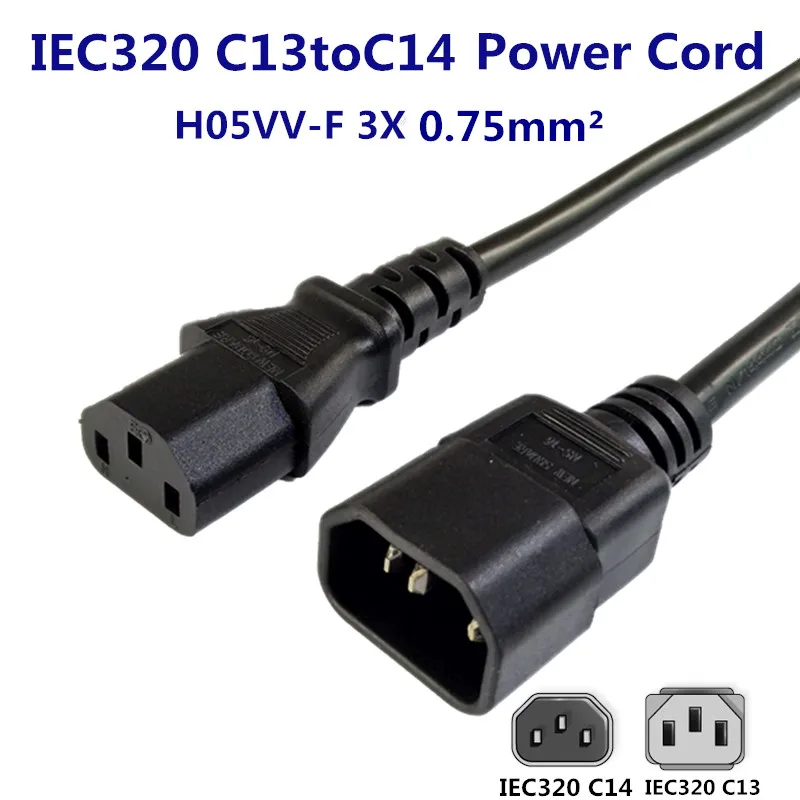5 штук в партии IEC320 C13 к C14 Процессор PDU 0,3 м сетевой Мужского на Женский Удлинительный кабель компьютерный кабель удлинитель шнура питания кабель