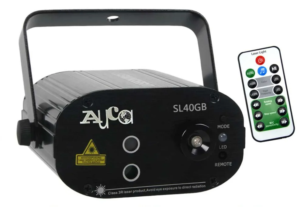 

AUCD Remote Mini 3 Lens 40 Gobos Green Blue Projector Laser Lights 3W Blove LED Lamp Holiday DJ Party Show Stage Lighting SL40GB