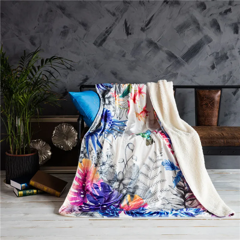 Модные и элегантные Цвет печати Вышивка Крестом Картины теплая шерпа Пледы