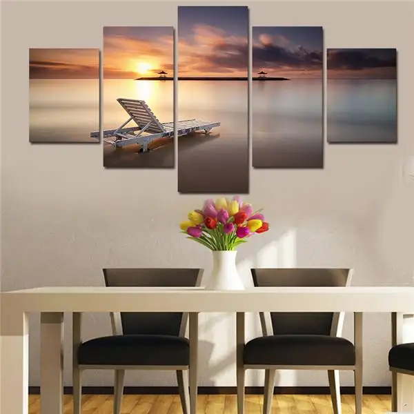 Настенная картина с изображением заката пляжа 5 шт. для гостиной декор Модульная