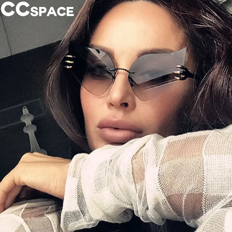 46437 женские кошачий глаз солнцезащитные очки мужские без оправы Модные сплав