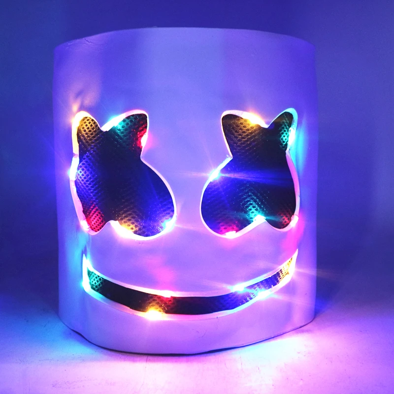 Маска диджея Зефирное лицо маски с подсветкой DJ marshmello шлемы косплей для хеллоуина и карнавала опора для marshmello праздничные Вечерние