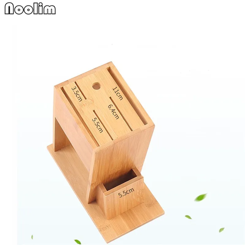 NOOLIM бамбуковый держатель для кухонных ножей, Многофункциональные кухонные аксессуары, стеллаж для хранения инструментов, держатель для деревянных ножей, подставка для ножей
