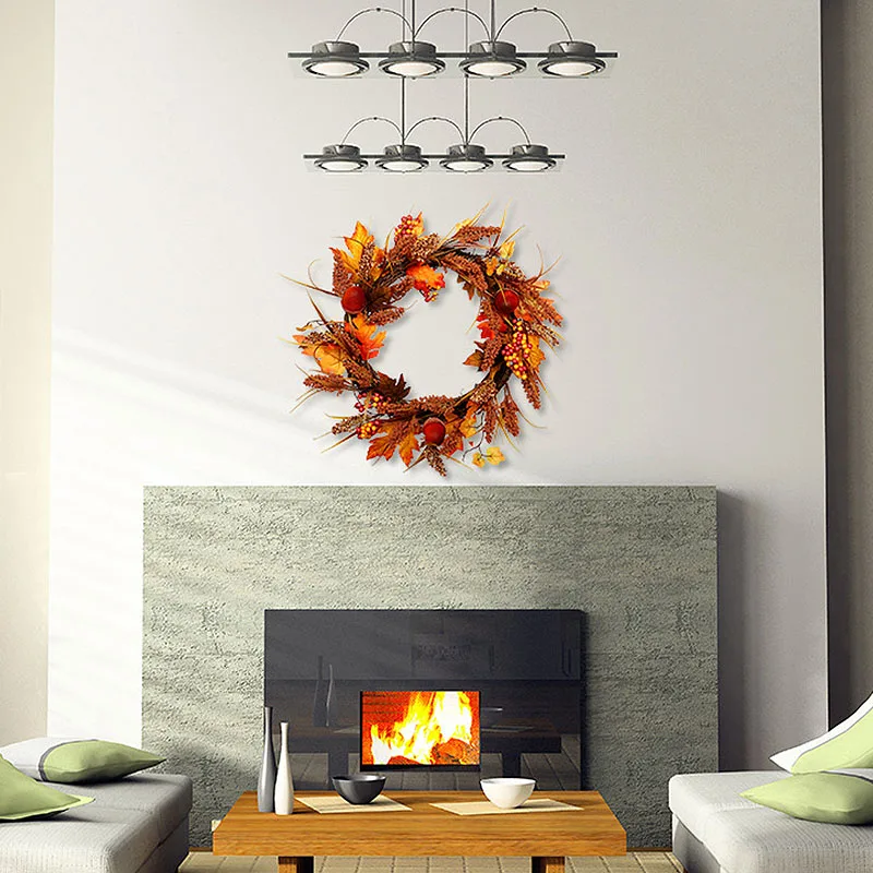 Новый осенний венок из искусственного зерна с Кленовым листом Шелковый цветок