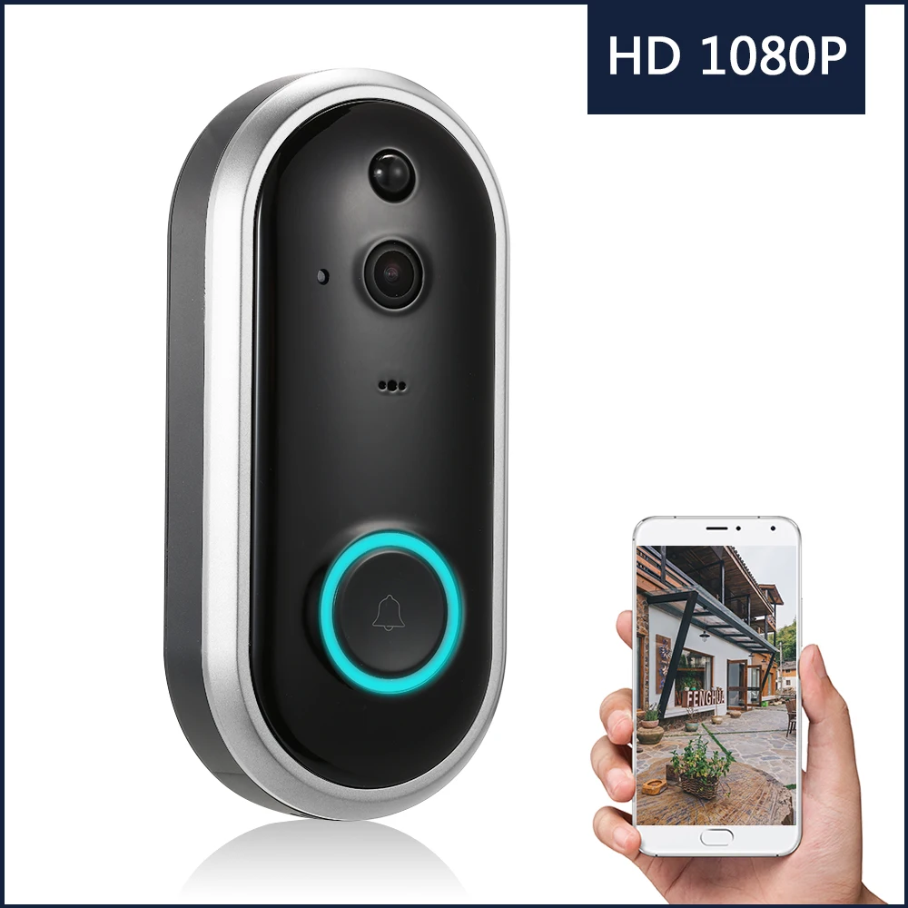 

Умный дверной звонок WIFI1080P с визуальной записью, ночным видением, пассивным инфракрасным датчиком движения, низким энергопотреблением, дис...