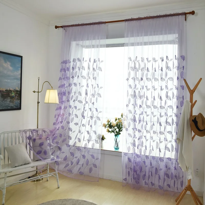 Вышитые занавески с красивыми листьями тюль вуаль для окна декоративные спальни