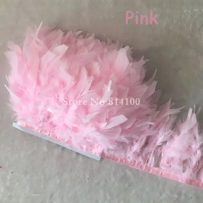 Pink 10 ярдов/партия темно-зеленый индюшат перо бахрома перо шлейф отделка 10-15 см Марабу перо пушистый для вечеринки одежда аксессуары - Цвет: Pink