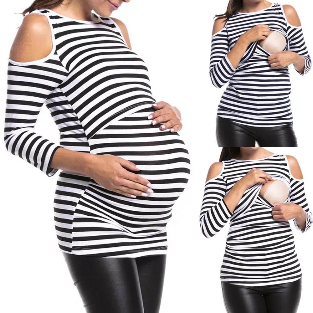 Maternity Shirt Women Breastfeeding Off Shouder Top Double Layer Blouse Lactancia 2019 Hot Sale Mothers Clothing Plus Size S-2XL | Мать и