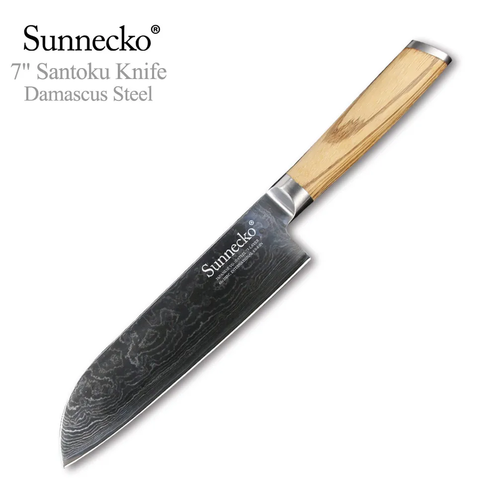 

Нож кухонный Santoku, 7 дюймов, VG10, лезвие из дамасской стали