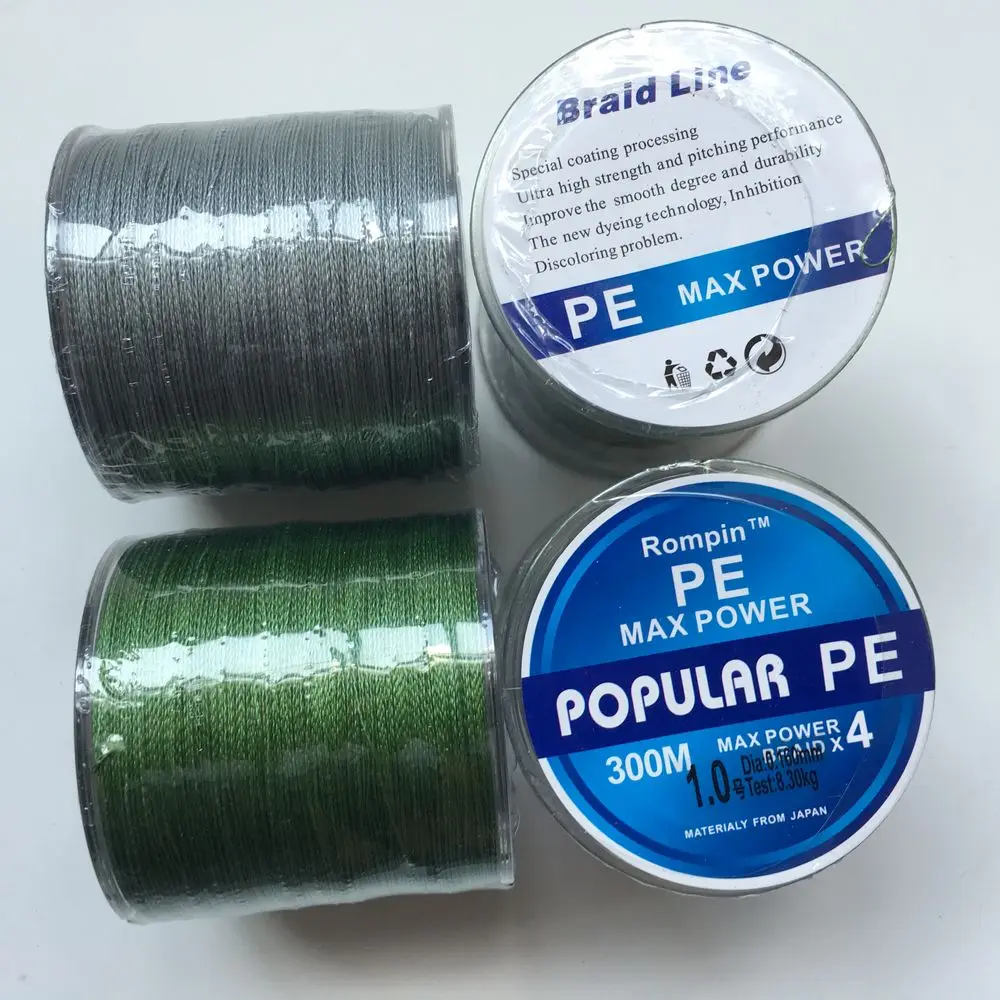 

300M PE Braided Fishing Line 4 stands Japan Multifilament 4 Super Strong Carp Colorful Braid Fishing Line grey army green color