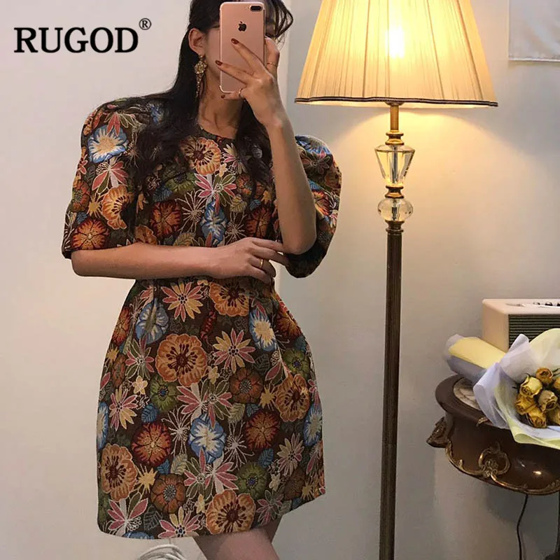 Платье RUGOD женское винтажное с коротким рукавом а силуэта|Женские платья| |
