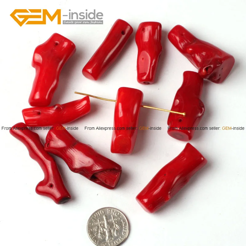 Ветка коралловых бусин для изготовления ювелирных изделий 30-40 мм красные шарики