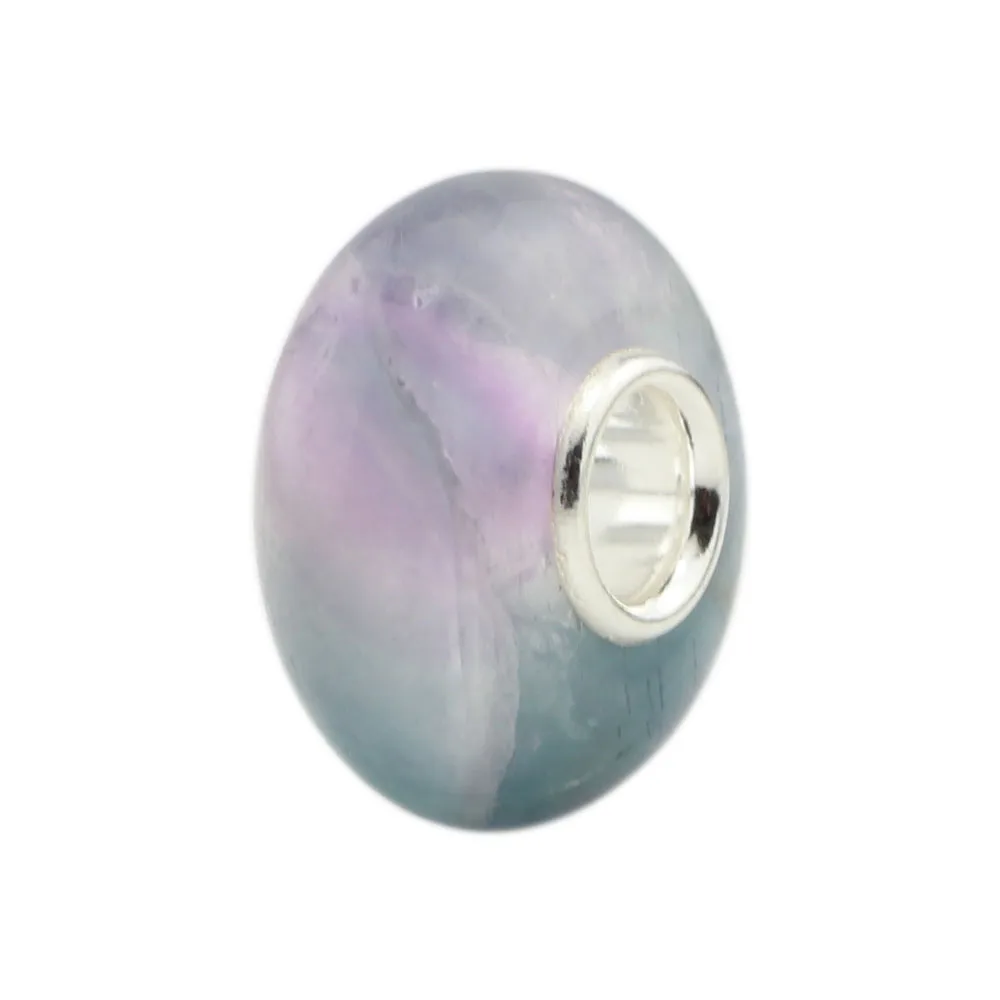 DIY Jewelry 925 Sterling Silver Natural colorful plane stone beads Charm Bead Fit European Troll Bracelet Making | Украшения и