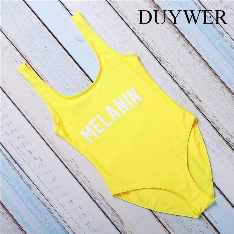 2018 новые купальники для Для женщин Одна деталь купальник меланина с принтом букв