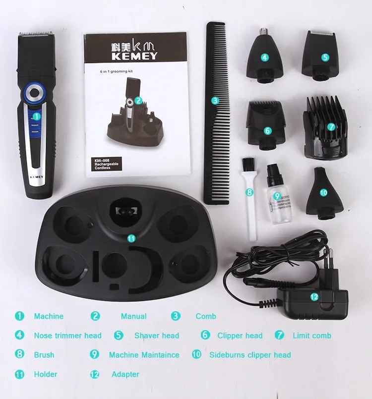 Набор беспроводных лезвий из углеродистой стали 6 в 1 3 Вт электрическая машинка