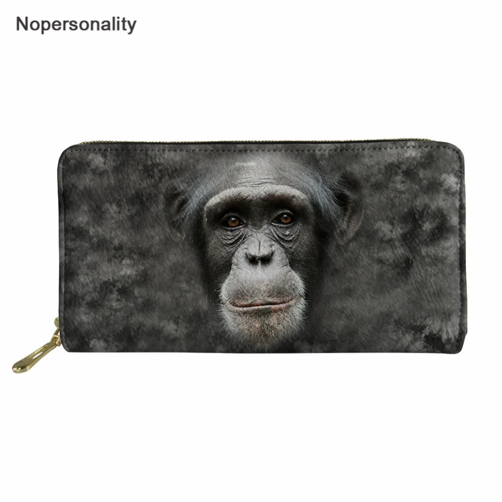 

Nopersonality Black Chimpanzee Printing Women Long Wallets Female PU Leather Coin Purse Daily Clutch Card Slots Bags Carteira
