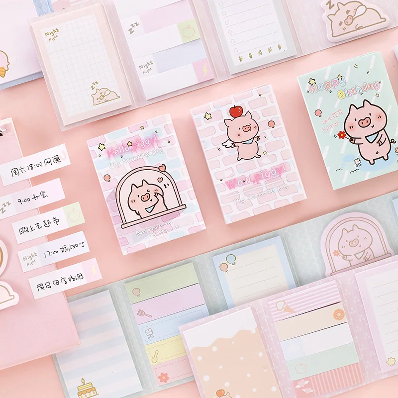 Hello Piggy Wow 6 Folding Memo Pad N Times Sticky Notes Notepad Bookmark Gift Stationery | Канцтовары для офиса и дома