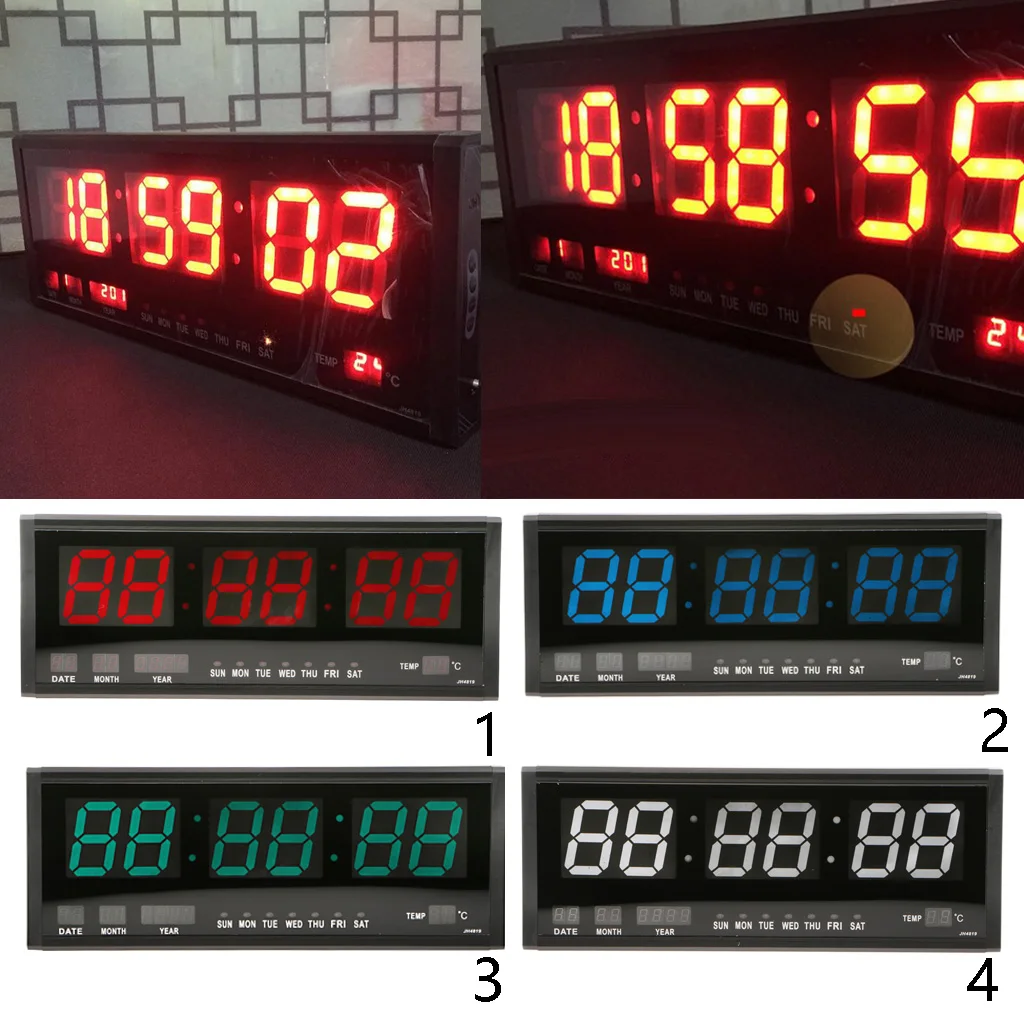 Digital LED Calendar Clock Large Jumbo Display Desk Wall Clock With Thermometer Temperature Display US Plug