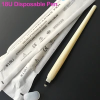 20pcs eyebrow microblading disposable pen with u shape 18 needle blade manual microblade needle tool in expiry date lot no