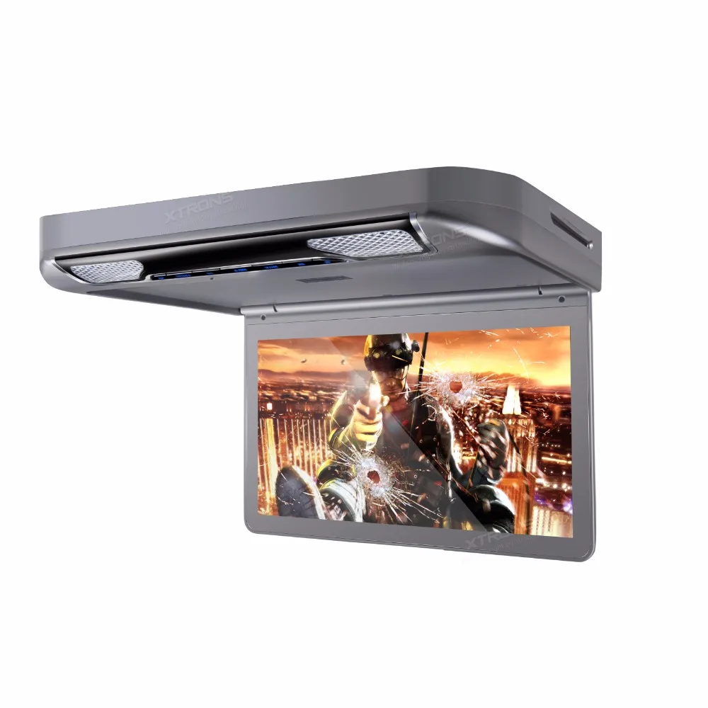 XTRONS 13 3 дюйма серый автомобильный DVD проигрыватель с откидной крышкой 1080P видео HD
