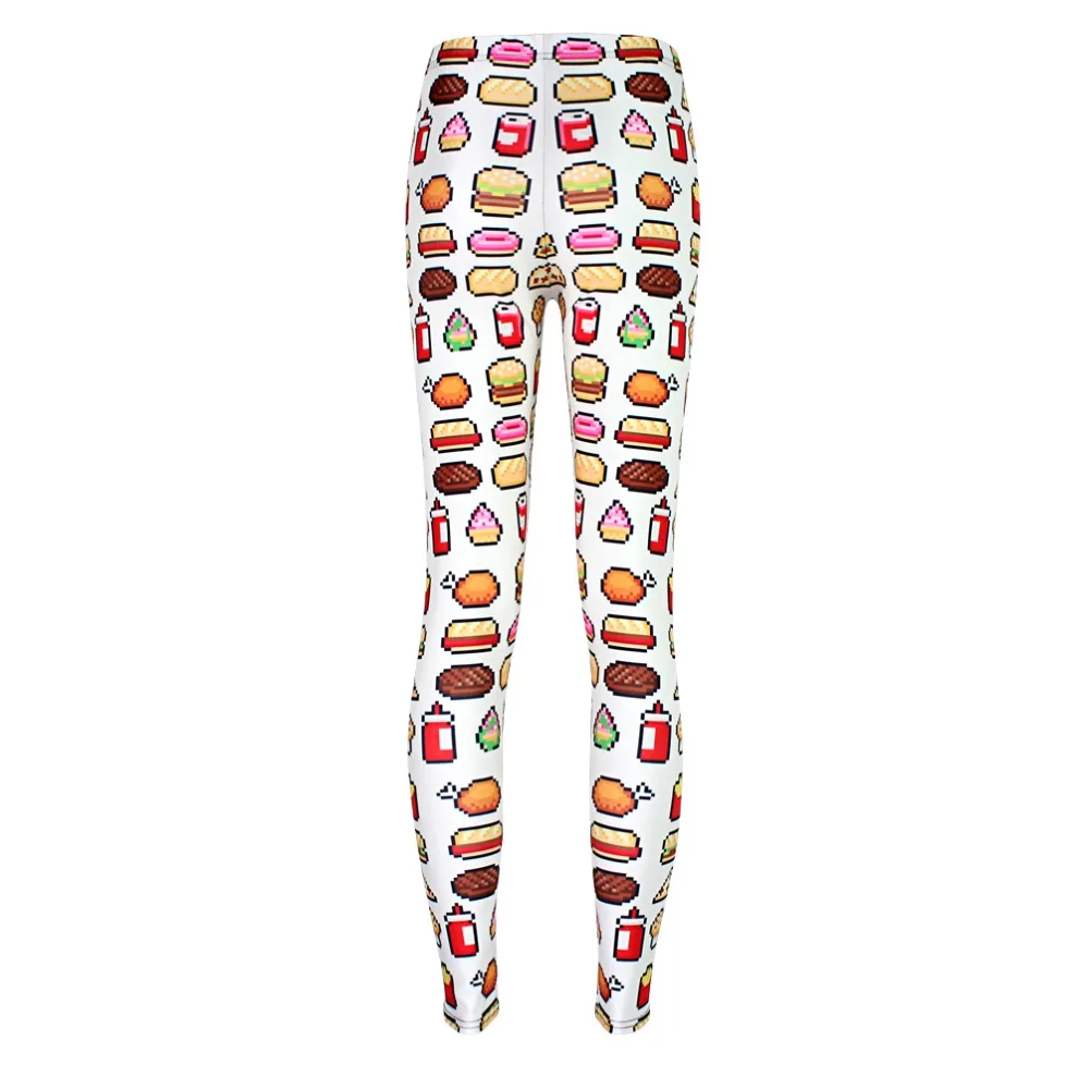 

Digital PrintingElastic Casual Pants White American fast food Pattern Women Leggings 7 sizes Fitness Clothing Free Shipping