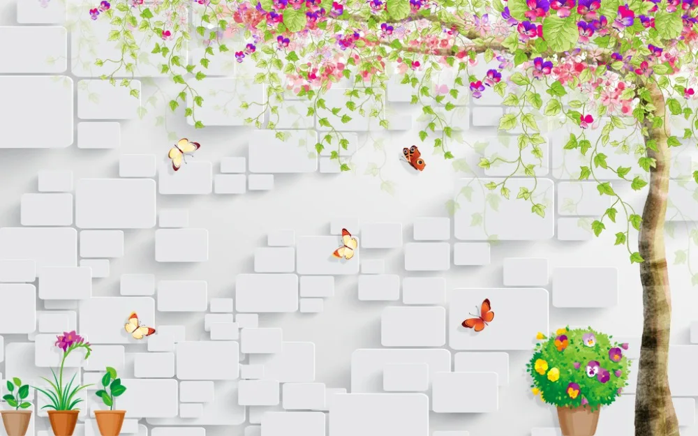 

Customize modern Rustic Home Decor 3d Curtains Butterfly Tree Stereo Wall Curtains For Bedroom