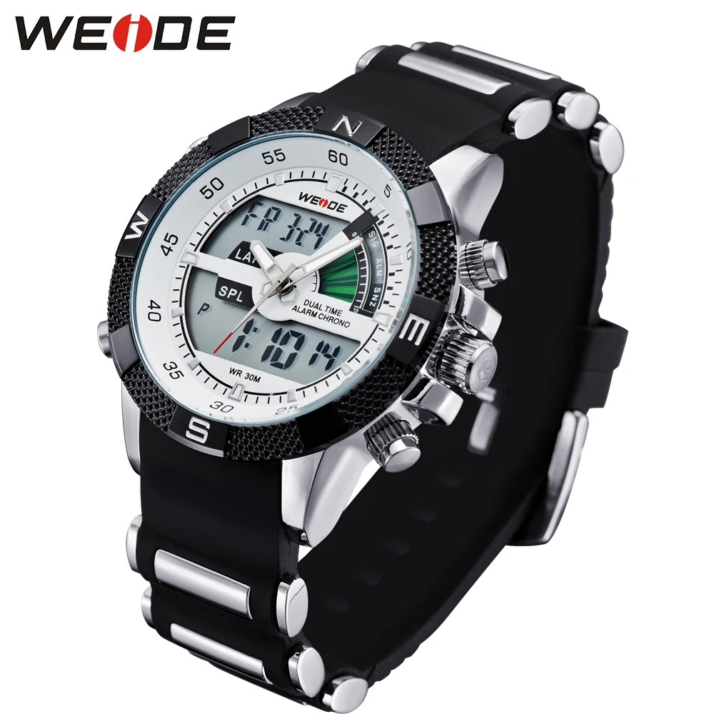 WEIDE мужские часы роскошные кварцевые спортивные цифровые водонепроницаемые