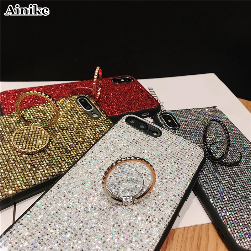 Чехол Ainike с блестящим алмазным кольцом для OPPO R9 R11Plus R15 17Pro A83 A79 A5 K1 зеркалом