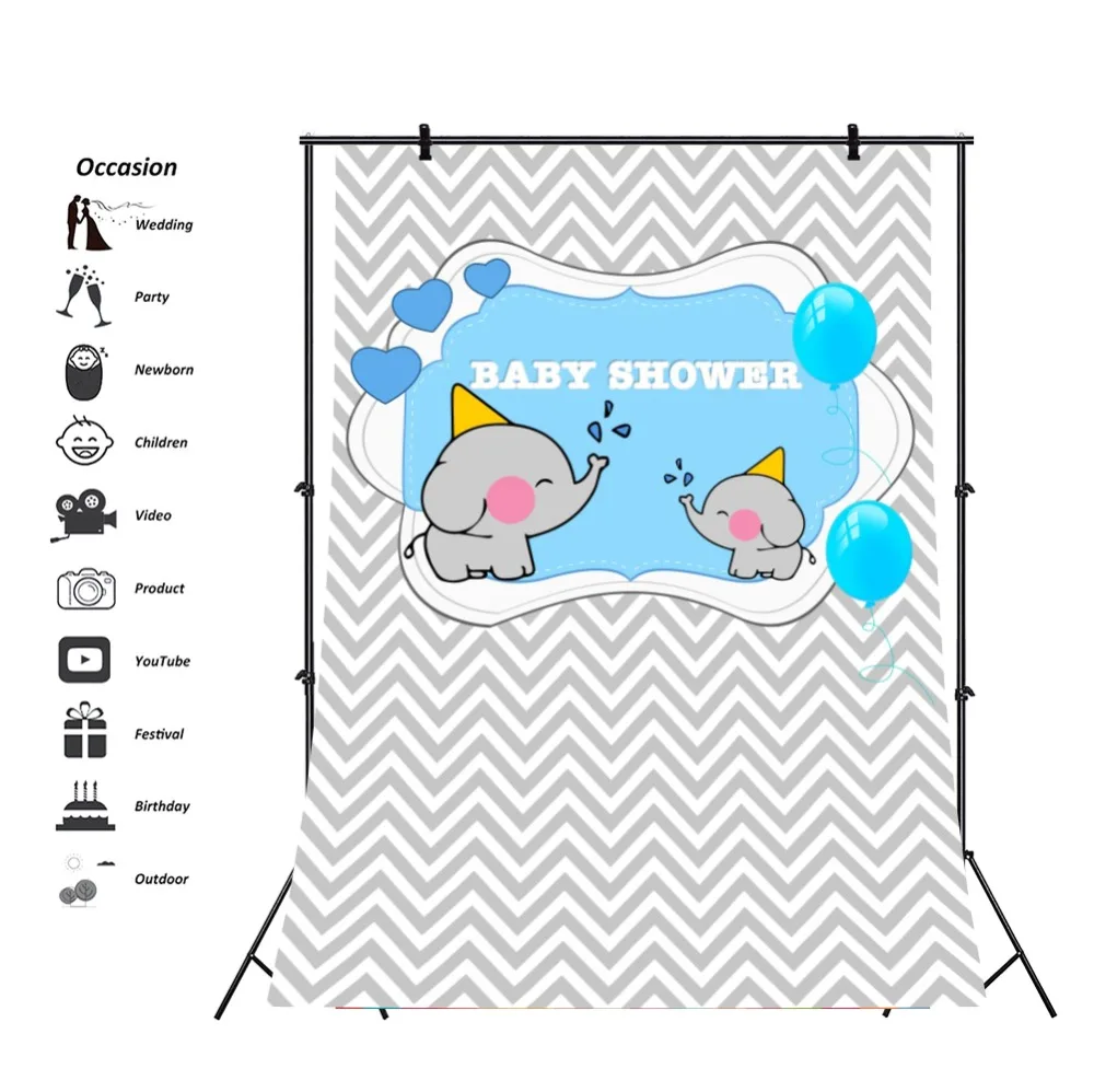 Laeacco Elephant Baby Shower Newborn Party Chevrons Stripes Photo Backdrops Photographic Backgrounds Photocall For Studio | Электроника