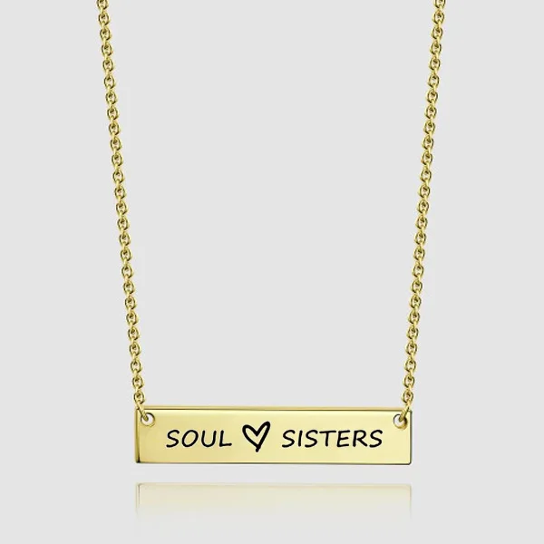 Новое Колье из нержавеющей стали с гравировкой Soul sisters bar ожерелье серебро/ожерелье из золотой цепочки для девочек лучший друг Ювелирные изделия Подарки