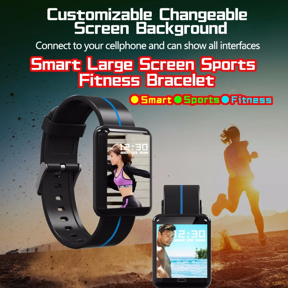 Умный Большой экран спорт здоровье браслет монитор умные Браслеты ручной часы