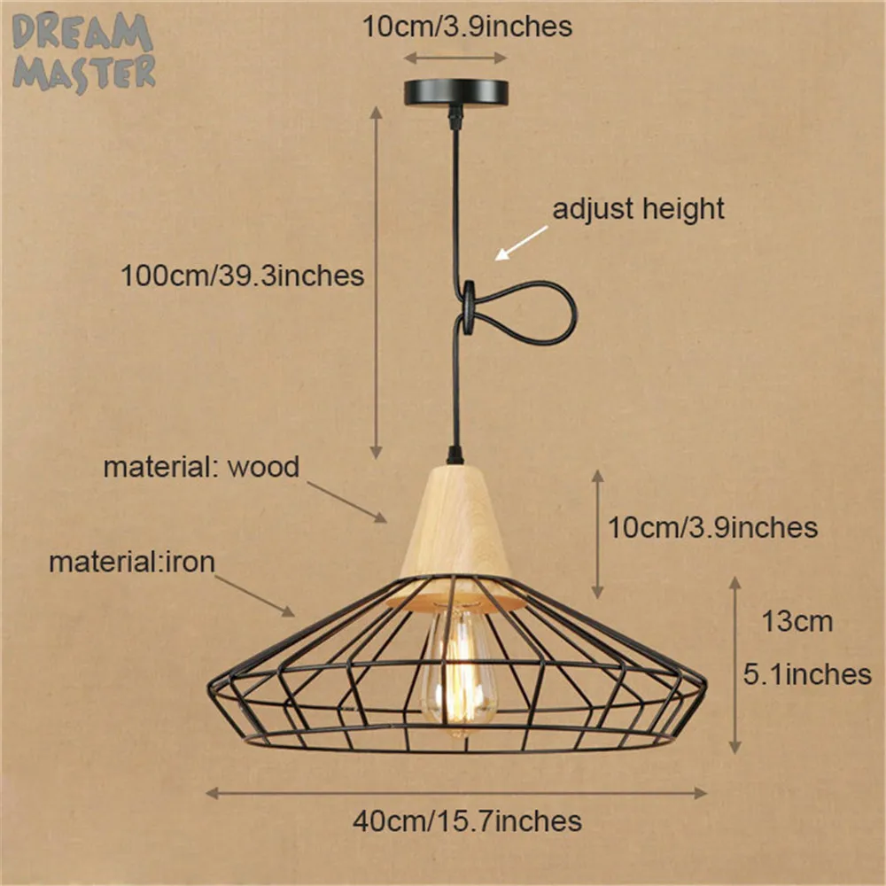 Деревянная однотонная люстра в нордическом стиле потолочная лампа лофт